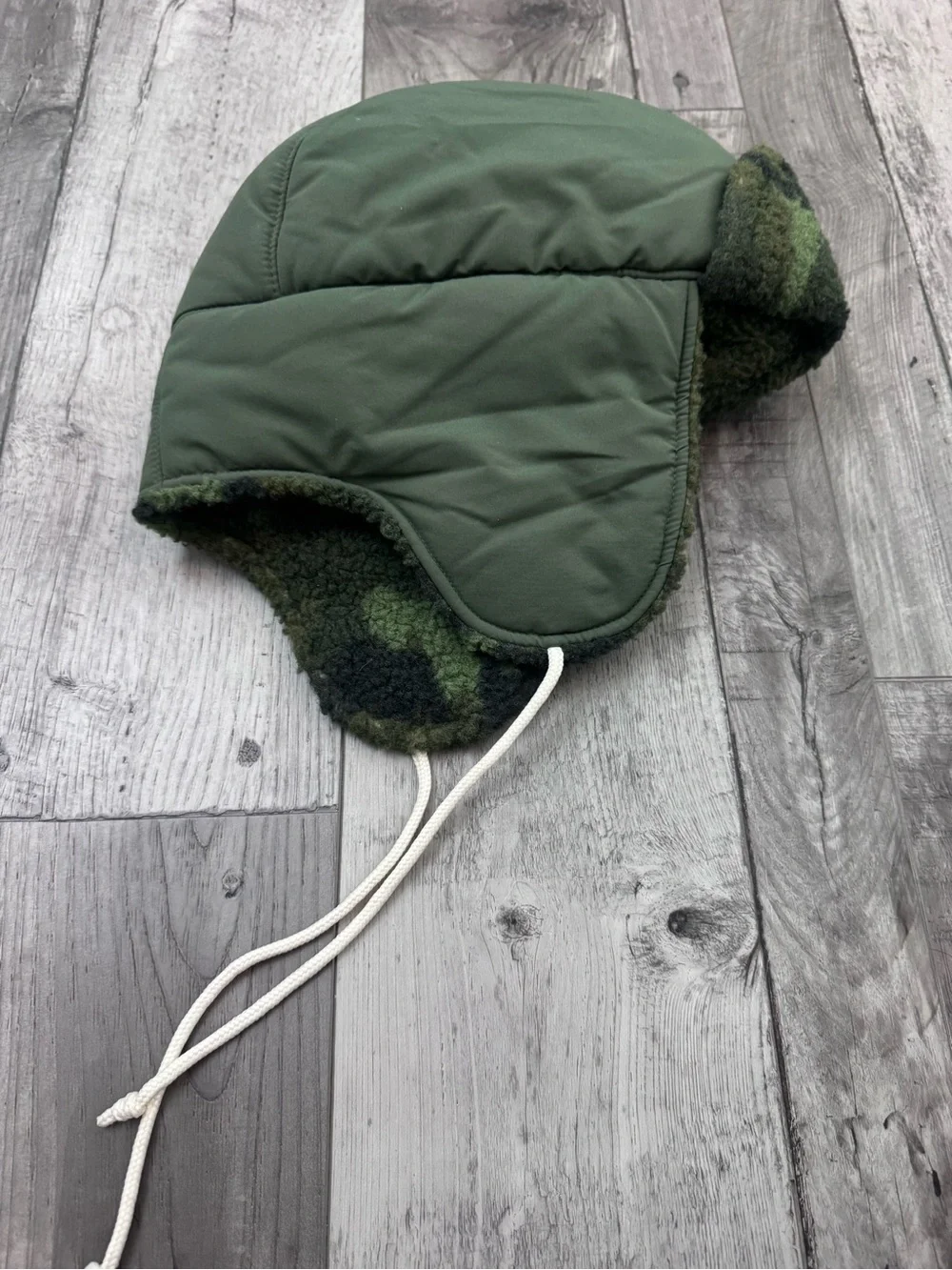 North Face Camo Sherpa Fleece Ridge Trapper Hat Green